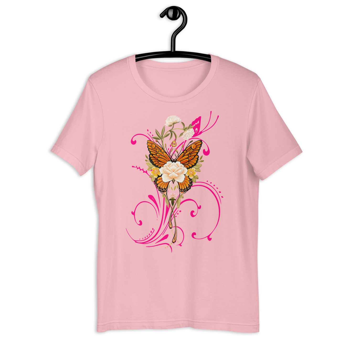 "Fluttering Beauty" Butterfly and Flower T-Shirt - Embrace the beauty of nature with our colorful and vibrant Butterfly and Flower t-shirt.